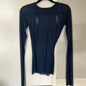 NEW dreamhouse index blue mesh window long sleeve top small